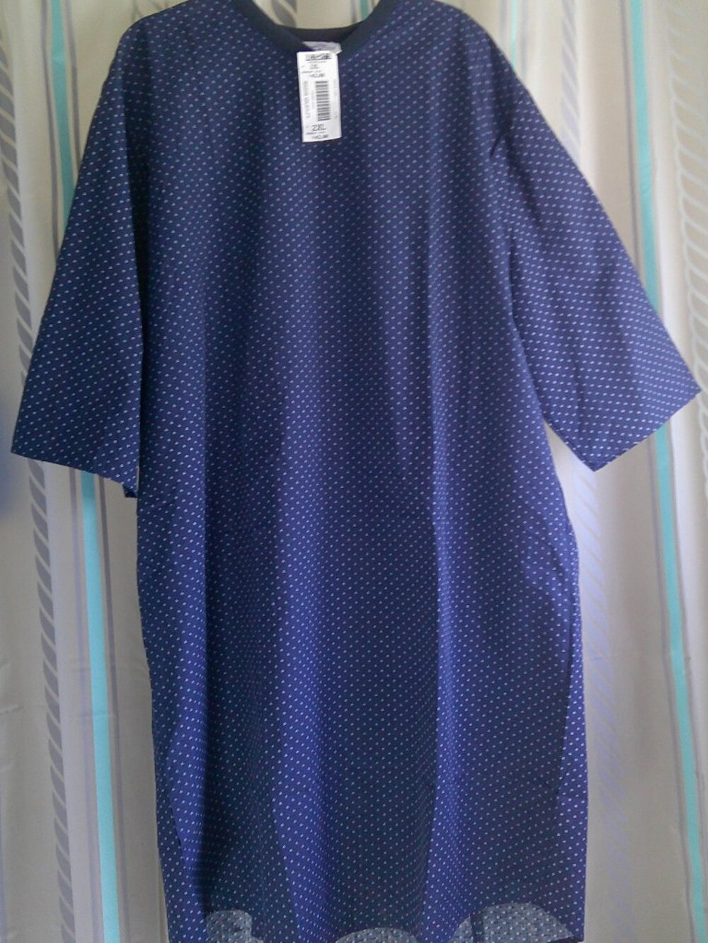 NWT "Silvert's" Adaptive Nightgown Broadcloth Crossover Open Back Navy Adult 2XL